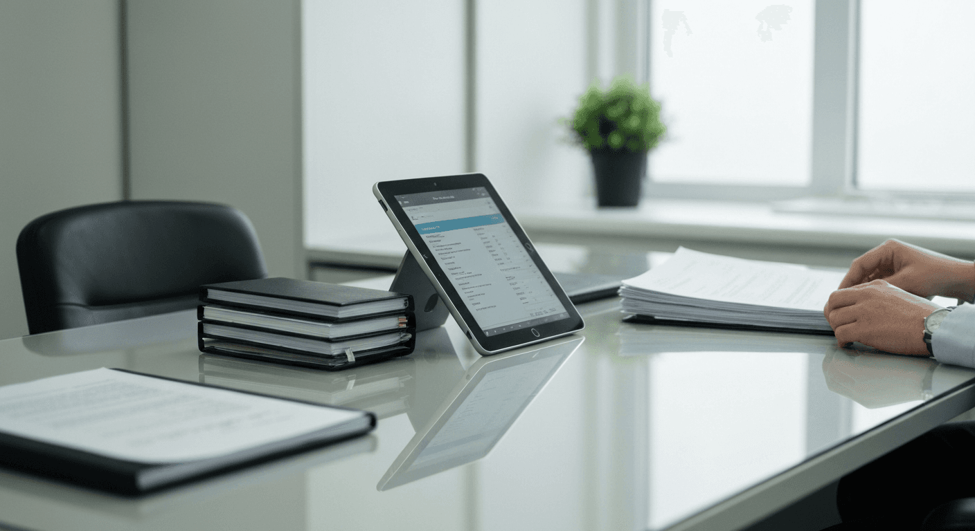 GP surgery receptionist scanning patient registration forms with EMIS system visible on screen